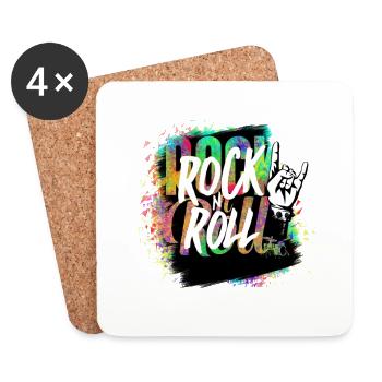 Rock n Roll Farbexplosion - Untersetzer (4er-Set) - Weiß - Vorne