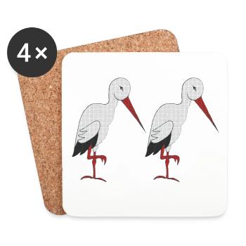 storch 2 fach - Untersetzer (4er-Set) - Weiß - Vorne
