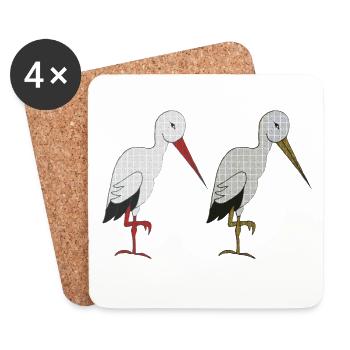 pair of storks - Coasters (set of 4) - white - Front