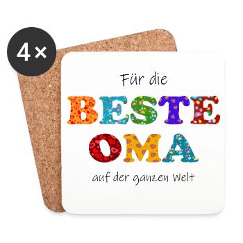 Beste Oma - auf der ganzen Welt - Danke - Untersetzer (4er-Set) - Weiß - Vorne