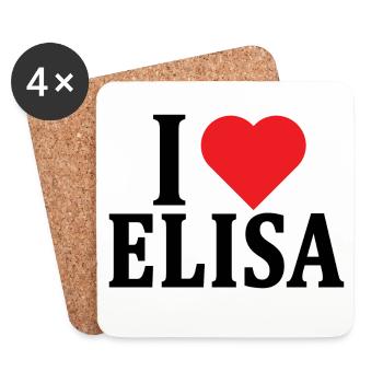 T-shirt I love Elisa t-shirt gift idea - Coasters (set of 4) - white - Front