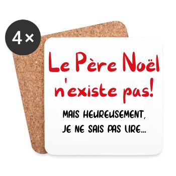 Le père noël n'existe pas - Dessous de verre (lot de 4) - blanc - Devant