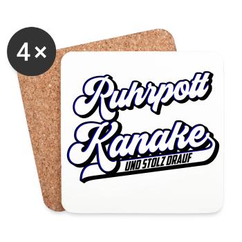 Ruhrpott Kanake | Farben änderbar - Untersetzer (4er-Set) - Weiß - Vorne