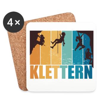 Klettern Bouldern Bergsteigen Berge Vintage - Untersetzer (4er-Set) - Weiß - Vorne