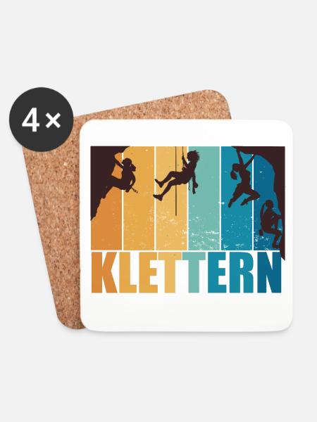 Klettern Bouldern Bergsteigen Berge Vintage - Untersetzer (4er-Set) - Weiß