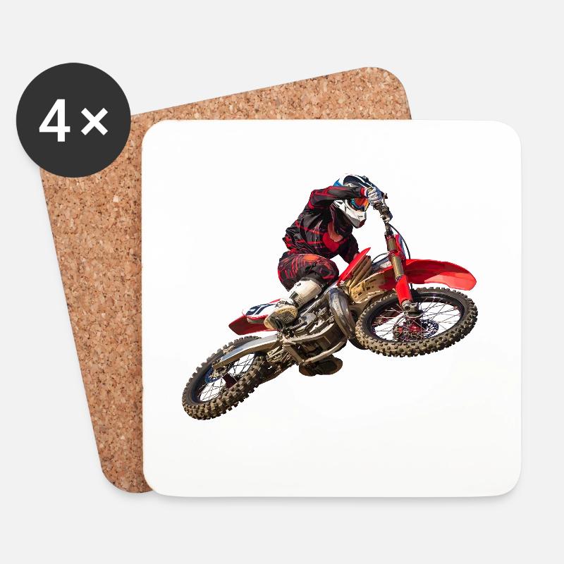 Motocross - Untersetzer (4er-Set) - Weiß