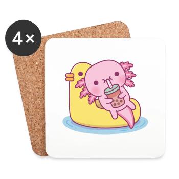 Niedlicher Axolotl Chilling auf Duck Pool Float - Untersetzer (4er-Set) - Weiß - Vorne