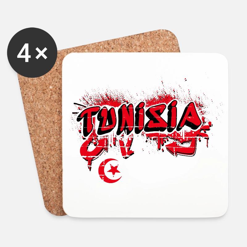 Tunesien Graffiti Flaggen Design - Untersetzer (4er-Set) - Weiß
