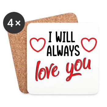 I will always love you - love illustration - Coasters (set of 4) - white - Front
