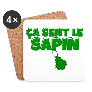 sapin, ça sent le sapin, Noël - Dessous de verre (lot de 4) - blanc - Devant
