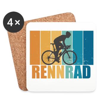 Rennrad Vintage Retro Radsport Fahrrad Geschenk - Untersetzer (4er-Set) - Weiß - Vorne