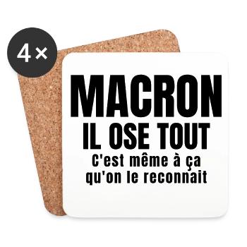 Macron, président, politique - Dessous de verre (lot de 4) - blanc - Devant