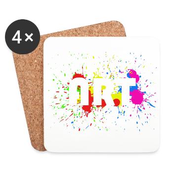 Art - Design abstrait de taches de couleur - Art - Dessous de verre (lot de 4) - blanc - Devant