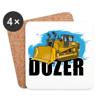 Bulldozer oder Planierraupe - Untersetzer (4er-Set) - Weiß - Vorne