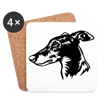 Greyhound Kopf - Untersetzer (4er-Set) - Weiß - Vorne