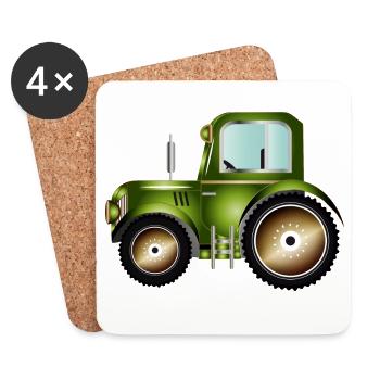 grüner Traktor für Trecker und Bauernhof Fans - Untersetzer (4er-Set) - Weiß - Vorne