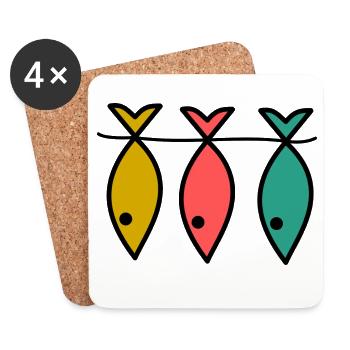 SARDINE. FISH. APRIL FOOL. EASTER. SEA - Coasters (set of 4) - white - Front