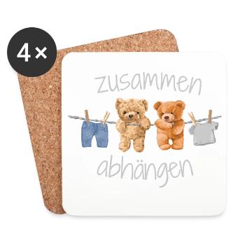 Zusammen Abhängen Kuscheltiere Teddybär Freunde - Untersetzer (4er-Set) - Weiß - Vorne