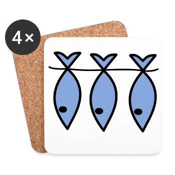 SARDINE. FISH. APRIL FOOL. EASTER. SEA - Coasters (set of 4) - white - Front