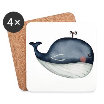 whale, ocean - Coasters (set of 4) - white - Front