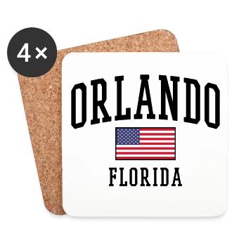 Orlando Florida Design with USA Flag - Coasters (set of 4) - white - Front