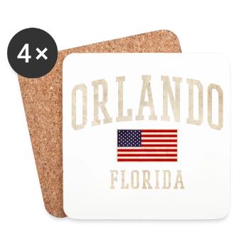 Orlando Florida Vintage Flag Design - Coasters (set of 4) - white - Front