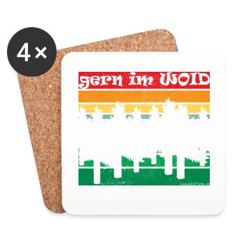 gern im Woid - gerne im Wald, Natur, Dialekt - Untersetzer (4er-Set) - Weiß - Vorne