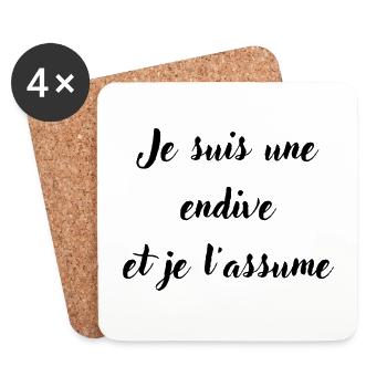 Je suis une endive et je l'assume - Dessous de verre (lot de 4) - blanc - Devant