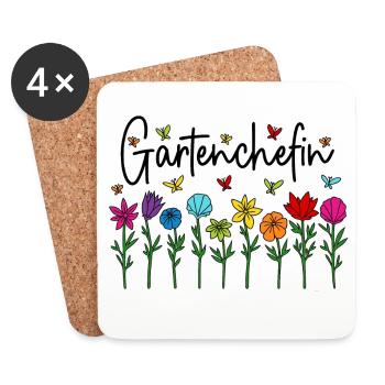 Garten Chefin Blumen Gartenarbeit Gartenchefin - Untersetzer (4er-Set) - Weiß - Vorne