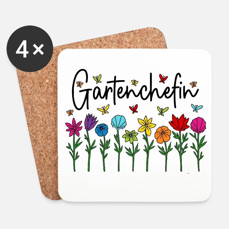 Garten Chefin Blumen Gartenarbeit Gartenchefin - Untersetzer (4er-Set) - Weiß