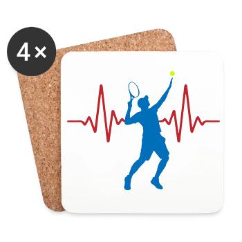 ECG de tennis Heartbeat | Couleurs changeantes - Dessous de verre (lot de 4) - blanc - Devant