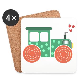Véhicule à moteur Agricole agricole Coeur Tracteur Champ d’agriculteur biologique - Dessous de verre (lot de 4) - blanc - Devant