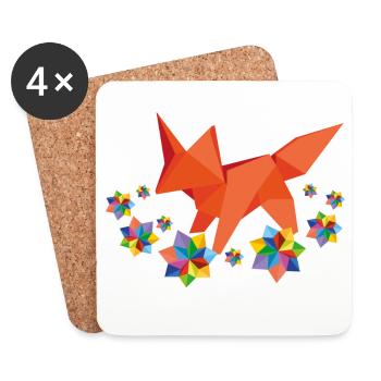 origami fox with flowers - Untersetzer (4er-Set) - Weiß - Vorne