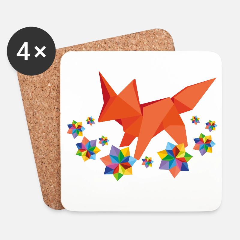 origami fox with flowers - Untersetzer (4er-Set) - Weiß