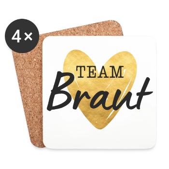 Team Braut Herz gold - Untersetzer (4er-Set) - Weiß - Vorne