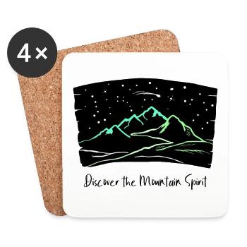 Magie De La Montagne, Montagnes Sous Le Ciel Nocturne, Randonnée, Montagne - Dessous de verre (lot de 4) - blanc - Devant