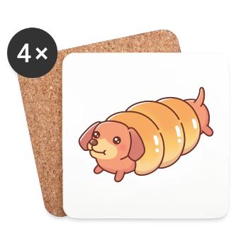 Niedliches Dackelwurst Hundebrötchen lustig - Untersetzer (4er-Set) - Weiß - Vorne