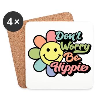 Don't Worry, Be Hippie - Untersetzer (4er-Set) - Weiß - Vorne