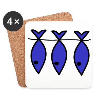 SARDINE. FISH. APRIL FOOL. EASTER. SEA - Coasters (set of 4) - white - Front