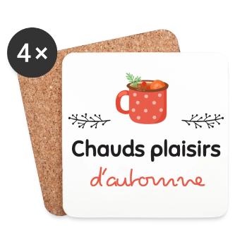 Chauds plaisirs d'automne ! | Cadeau - Dessous de verre (lot de 4) - blanc - Devant