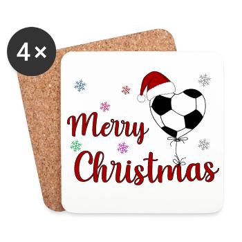 Merry Christmas Fußball Herz - Untersetzer (4er-Set) - Weiß - Vorne
