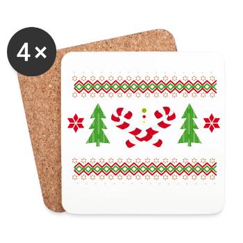Candy Cane Patterns for Christmas - Coasters (set of 4) - white - Front