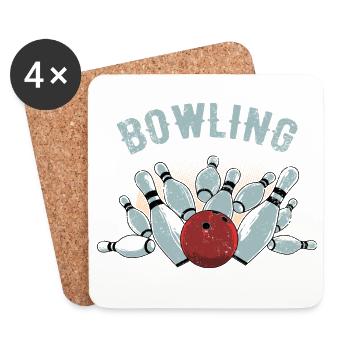Croquis de Bowling Strike - Dessous de verre (lot de 4) - blanc - Devant
