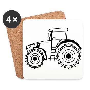 Tractor Symbol Outline Agriculture - Coasters (set of 4) - white - Front