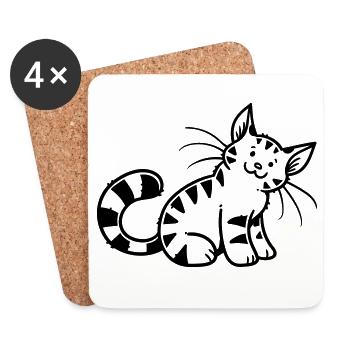 Cartoon Kitten - Untersetzer (4er-Set) - Weiß - Vorne