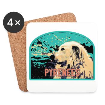 Pyrenäen-Schäferhund-Aufnäher: Berggefährte - Untersetzer (4er-Set) - Weiß - Vorne