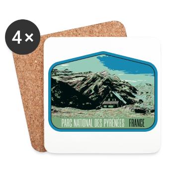 Pyrenees Landscape Escutcheon: Authentic Nature - Coasters (set of 4) - white - Front
