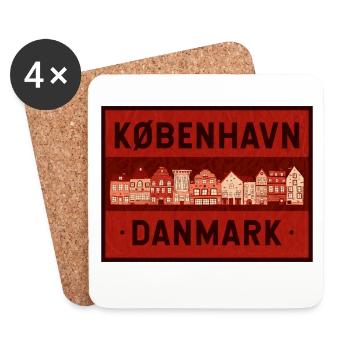 Copenhagen Skyline Red Print - Coasters (set of 4) - white - Front