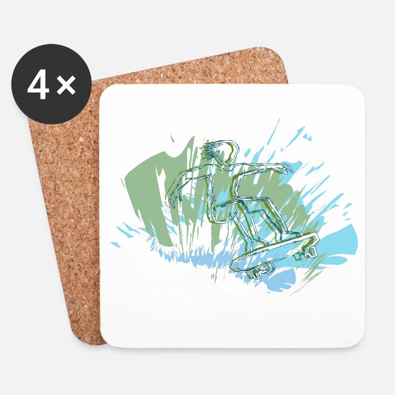 Skater - Untersetzer (4er-Set) - Weiß