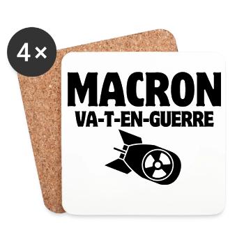 anti-war, Macron, stop war - Coasters (set of 4) - white - Front